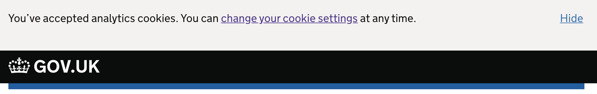 If the user accepts the use of cookies, a confirmation message is displayed with a link which allows them to change their cookie setting at any time